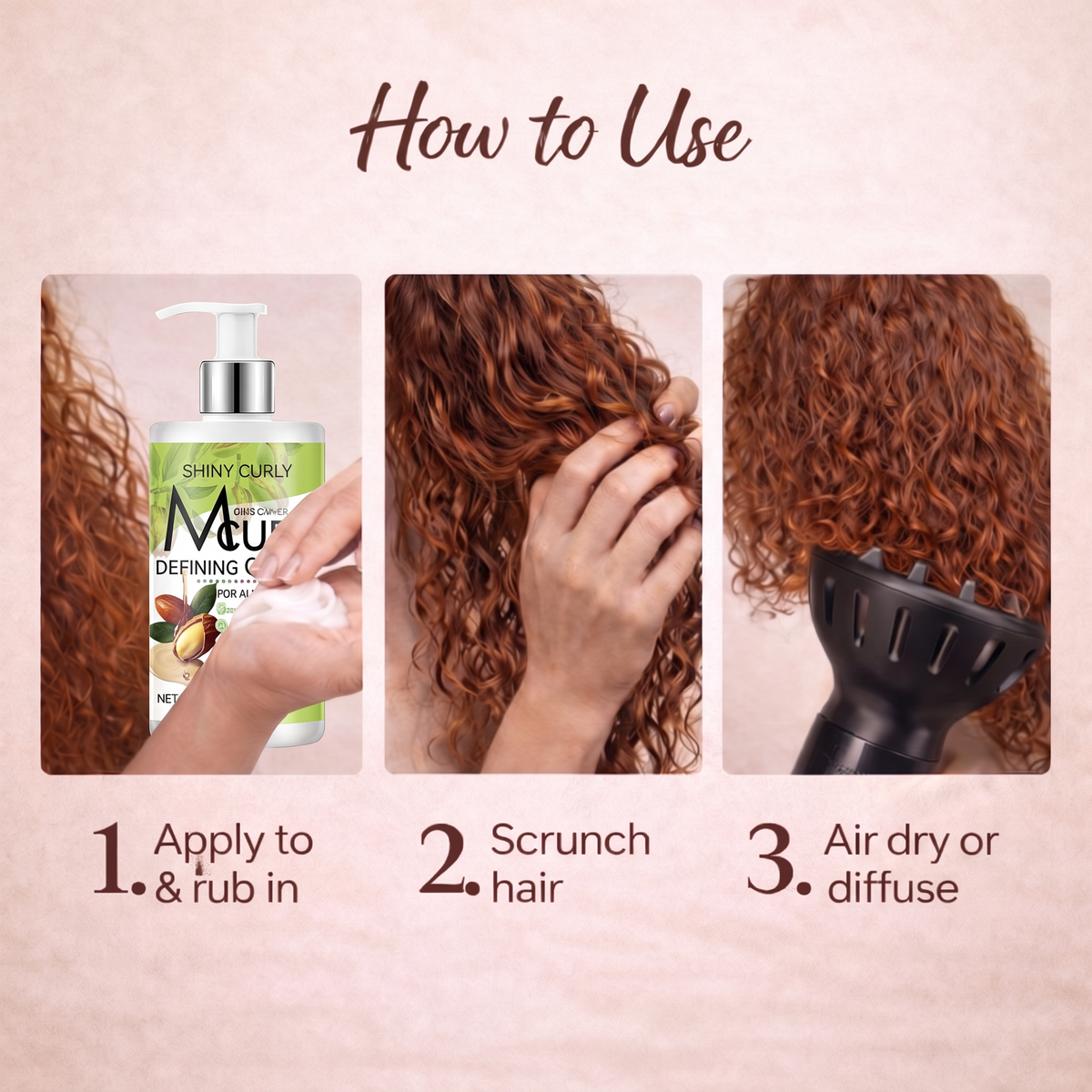 Curl Defining Cream for Men & Women – Frizz Control, Defined & Shiny Curls.